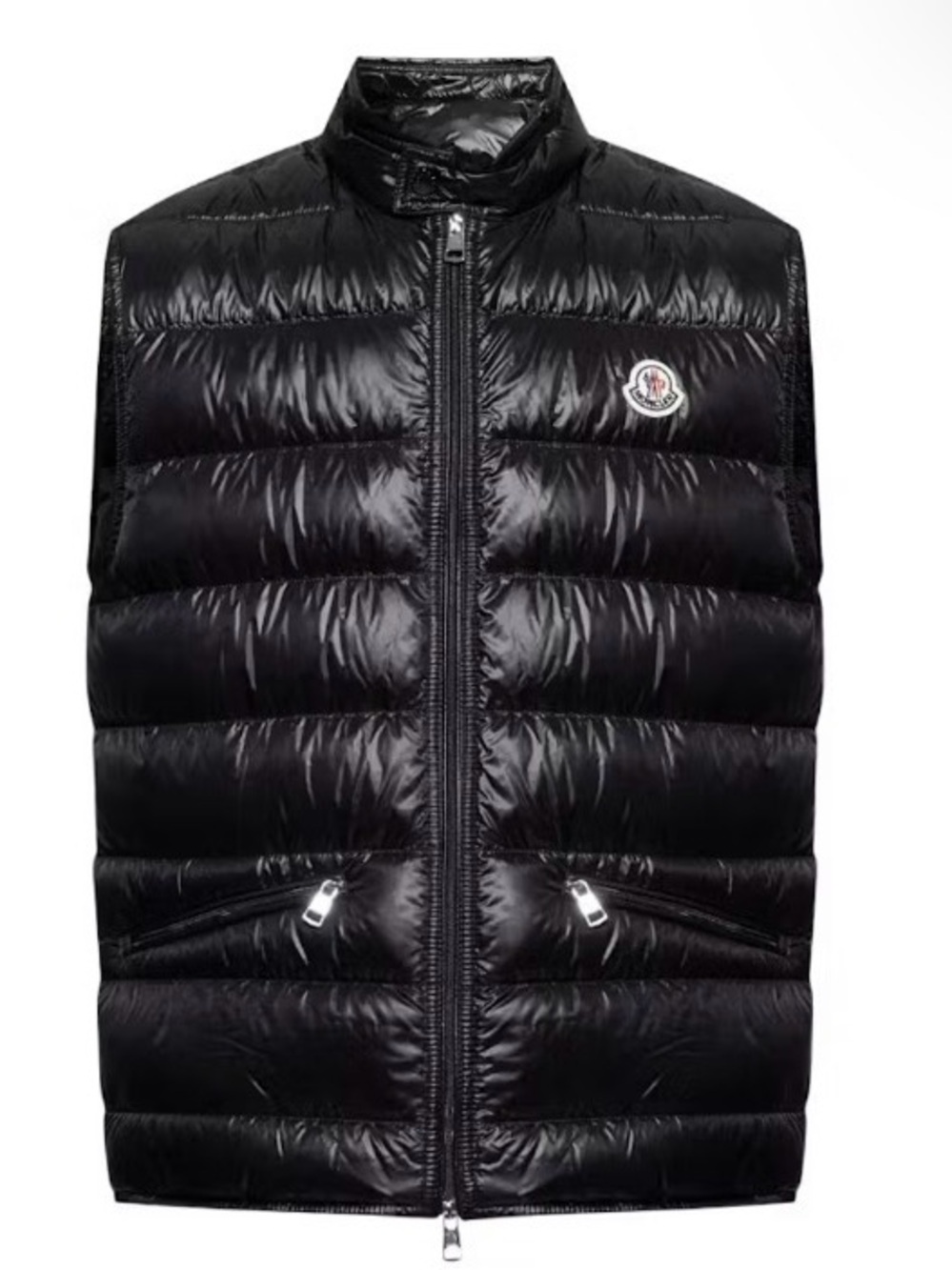 Moncler GIU GILET Black Shiny Quilted Down Vest